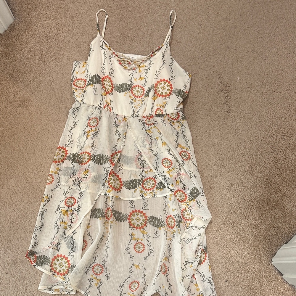 Floral White Sleeveless top/ Dress